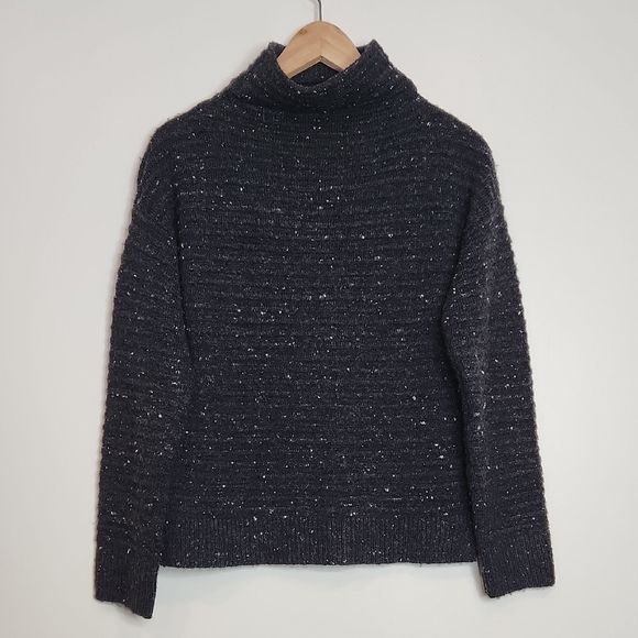 Madewell Donegal Tweed Wool Blend Mockneck Sweater - Dark Grey Fleck - Size S - Picture 7 of 8